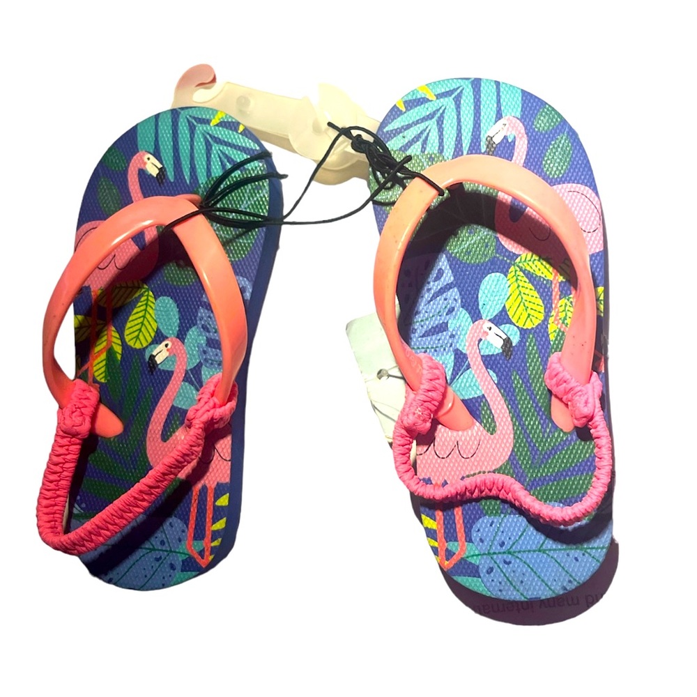 NWOT Girls Cat & Jack Flip Flops with Elastic Heel Band